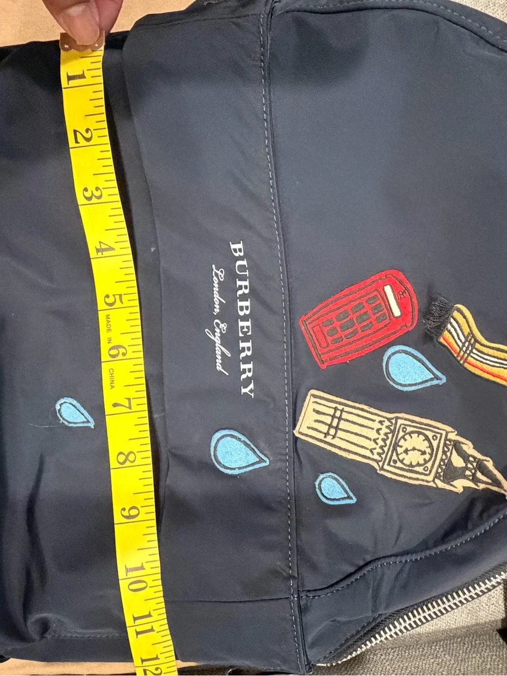 Burberry Navy Backpack with London Patch Motifs